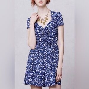Anthropologie blue and white floral romper